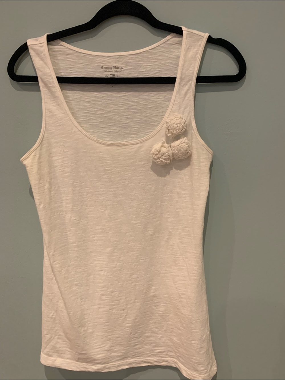 Tommy Hilfiger White Floral Detail Scoop Neck Tank